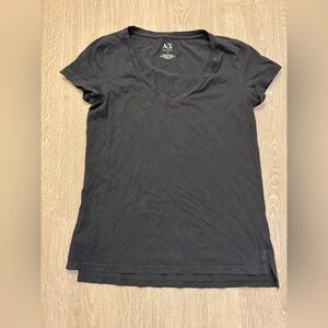 Armani Exchange Women's Black V-Neck Short Sleeve Tee
